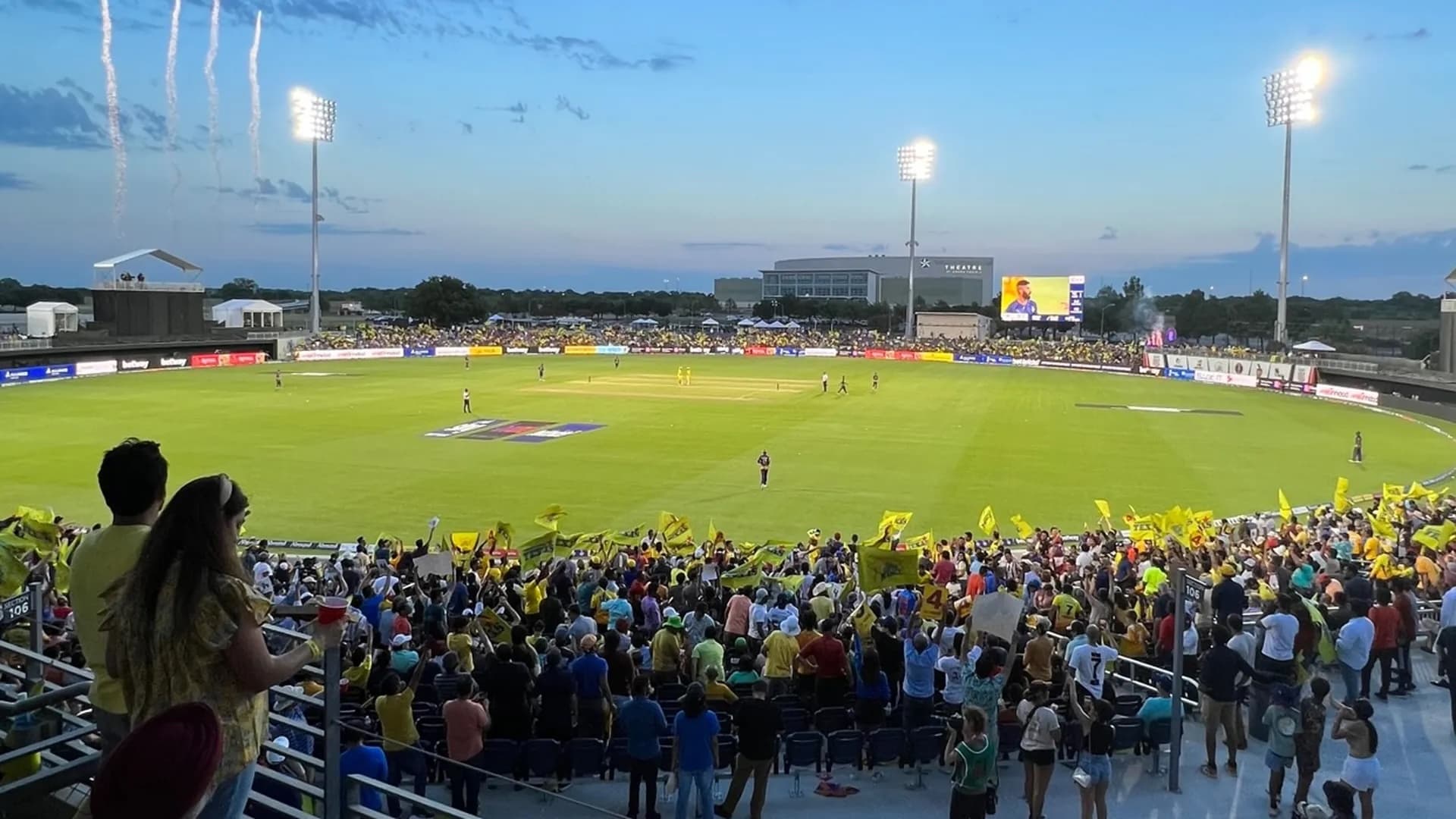 Packed stadium during a Major League Cricket match.